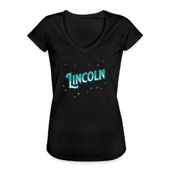 Lincoln Namen personalisiert - Frauen Vintage T-Shirt - Schwarz - Vorne - Danielle (179cm)