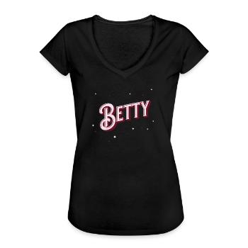 Prénom Betty personnalisé - T-shirt vintage Femme - noir - Devant - Danielle (179cm)