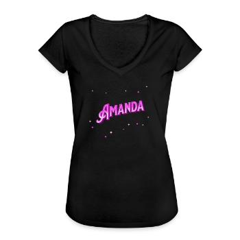 Amanda's name personalized - Women's Vintage T-Shirt - black - Front - Danielle (179cm)