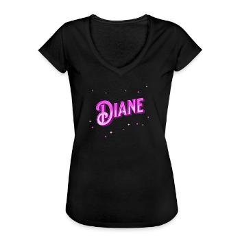 Diana nom personnalisé - T-shirt vintage Femme - noir - Devant - Danielle (179cm)