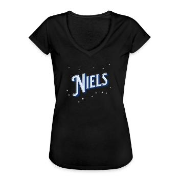 Niels Namen personalisiert - Frauen Vintage T-Shirt - Schwarz - Vorne - Danielle (179cm)