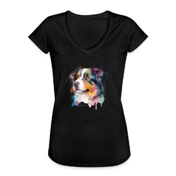 Australian Shepherd Hunde Frauchen Herrchen - Frauen Vintage T-Shirt - Schwarz - Vorne