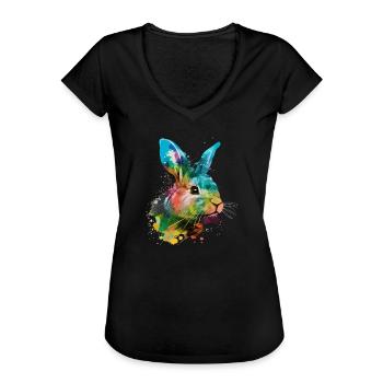 Süsses kleines Kaninchen Für Hasenliebhaber Bunt - Frauen Vintage T-Shirt - Schwarz - Vorne
