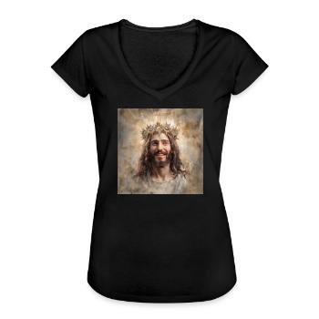 JESUS CHRIST PORTRAIT STREET ART - T-shirt vintage Femme - noir - Devant - Danielle (179cm)