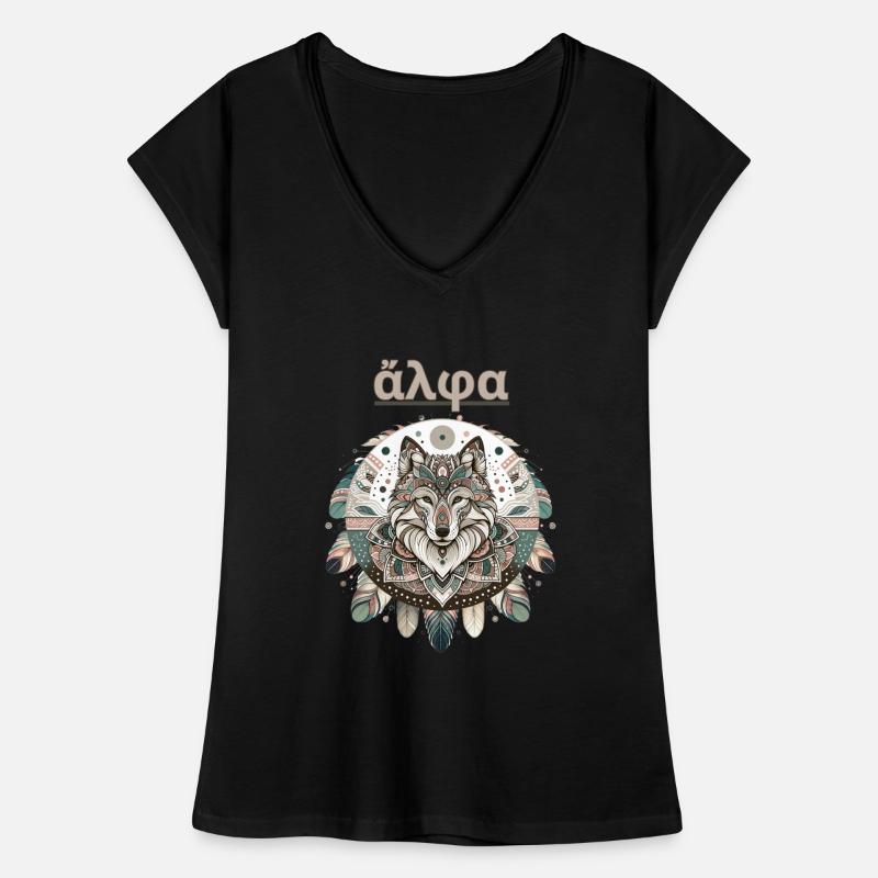 Alpha Wolve - Conception de mandala bohème T-shirt vintage Femme