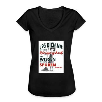 Leg dich nie mit einer Reinigungskraft an - Frauen Vintage T-Shirt - Schwarz - Vorne - Danielle (179cm)