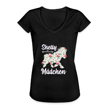 Shetty Mädchen Reiterin Pferd Pony Reiten Geschenk - Frauen Vintage T-Shirt - Schwarz - Vorne