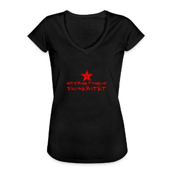 INTERNATIONALE SOLIDARITÄT STERN ROT LINKS - Frauen Vintage T-Shirt - Schwarz - Vorne