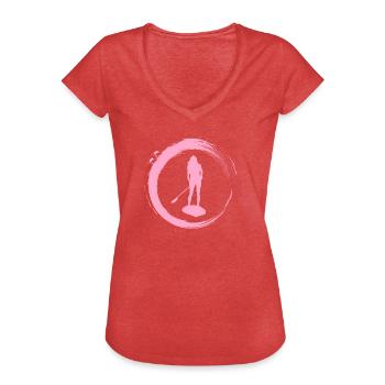 Stand Up Paddle - Frauen Vintage T-Shirt - Rot meliert - Vorne - Danielle (179cm)