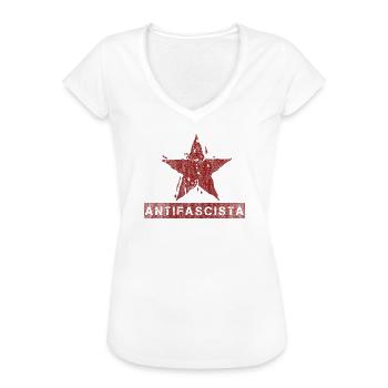 ANTIFASCISTA STERN ANTIFA ANTIFASCHISTISCH - Frauen Vintage T-Shirt - Schwarz - Vorne - Danielle (179cm)