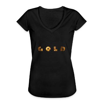 Gold Schrift Logo Style - Frauen Vintage T-Shirt - Schwarz - Vorne