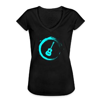 Gitarre - Frauen Vintage T-Shirt - Schwarz - Vorne - Danielle (179cm)