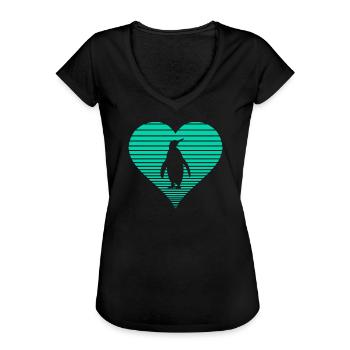 Penguin - Women's Vintage T-Shirt - black - Front - Danielle (179cm)