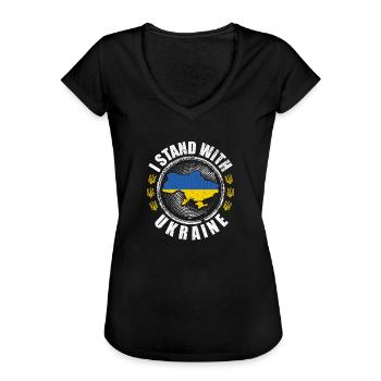ukrainisch - Frauen Vintage T-Shirt - Schwarz - Vorne - Danielle (179cm)