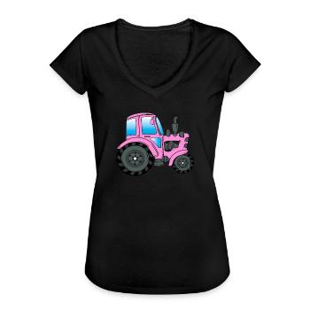 Tracteur Trekker conducteur de tracteur - T-shirt vintage Femme - noir - Devant - Danielle (179cm)