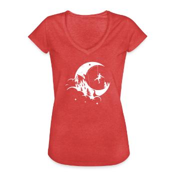 Escalade grimpeur lune - T-shirt vintage Femme - rouge chiné - Devant - Danielle (179cm)