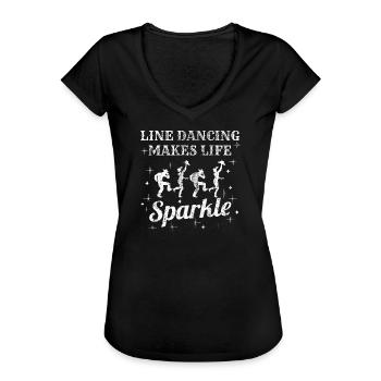 Line Dance Dancing Tanzen Tanz Country Geschenk - Frauen Vintage T-Shirt - Schwarz - Vorne - Danielle (179cm)