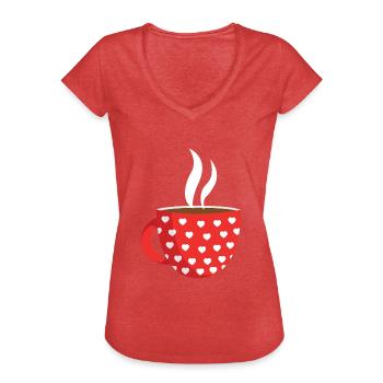 warme chocolademelk - Vrouwen Vintage T-shirt - rood gemêleerd - Voor - Danielle (179cm)