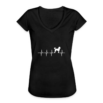 Pudel - Herzschlag - Frauen Vintage T-Shirt - Schwarz - Vorne - Danielle (179cm)