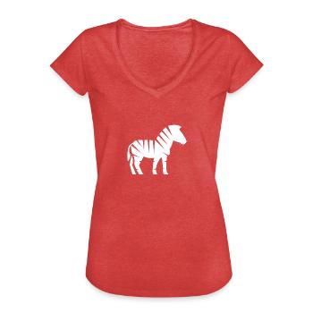 Zebra - T-shirt vintage Femme - rouge chiné - Devant - Danielle (179cm)