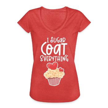 I Sugar Coat Everything - Women's Vintage T-Shirt - heather red - Front - Danielle (179cm)