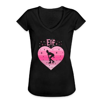 Herz Liebe Sport Rollschuh Mädchen 11. Geburtstag - Frauen Vintage T-Shirt - Schwarz - Vorne - Danielle (179cm)