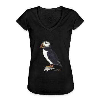 Papageitaucher - Frauen Vintage T-Shirt - Schwarz - Vorne - Danielle (179cm)