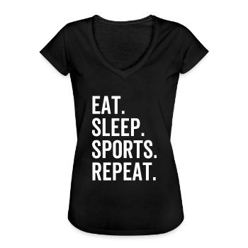 Mangia Sleep Sports Ripeti - Maglietta vintage donna - nero - Fronte