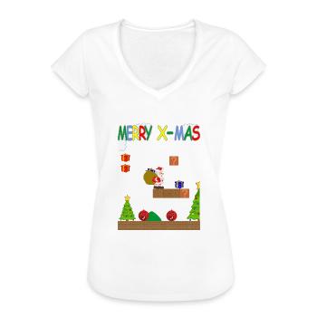 Merry xmas World-Weihnachten-Retro Style Vers.2 - Frauen Vintage T-Shirt - Schwarz - Vorne