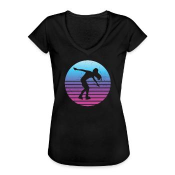 Rollerskaten Damen Rollerskate Rollschuhlaufen - Frauen Vintage T-Shirt - Schwarz - Vorne - Danielle (179cm)