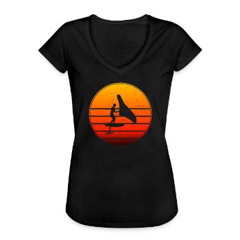 wingsurfen wingfoil foilwing Damen hydrofoil - Frauen Vintage T-Shirt - Schwarz - Vorne - Danielle (179cm)