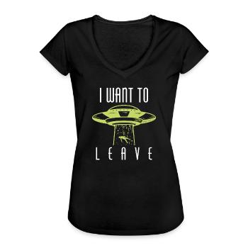 I Want To Leave - Frauen Vintage T-Shirt - Schwarz - Vorne - Danielle (179cm)