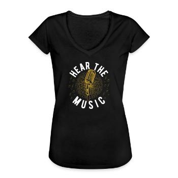 hear the music - Frauen Vintage T-Shirt - Schwarz - Vorne - Danielle (179cm)