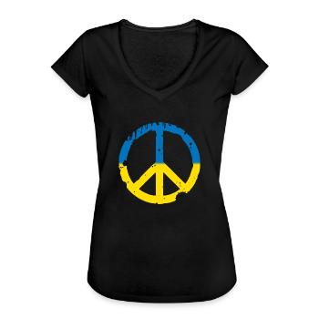 PAIX UKRAINE - STOP WAR - GRATUIT - T-shirt vintage Femme - noir - Devant - Danielle (179cm)