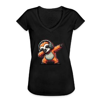 Dabbing Faultier - Frauen Vintage T-Shirt - Schwarz - Vorne - Danielle (179cm)