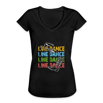 Line Dance Zeit Line Dancing Tanzen - Frauen Vintage T-Shirt - Schwarz - Vorne