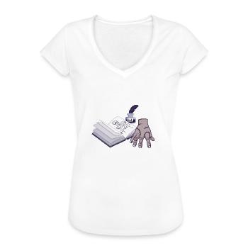 Zombie Hand mit aufgeschlagenem Buch - Frauen Vintage T-Shirt - Schwarz - Vorne - Danielle (179cm)