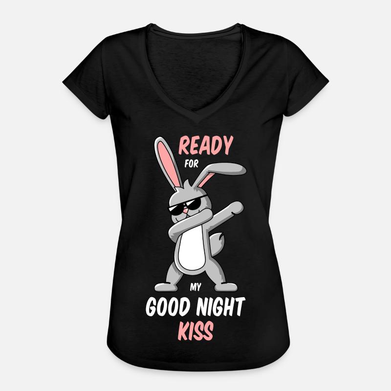 Dabbing Rabbit Camicia buona notte - Maglietta vintage donna - nero