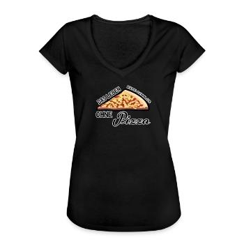 Pizza Leben Pizzeria Party Italien Geschenk Spruch - Frauen Vintage T-Shirt - Schwarz - Vorne - Danielle (179cm)