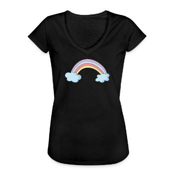 Arc-en-ciel - T-shirt vintage Femme - noir - Devant - Danielle (179cm)