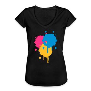Three bright color spots in graffiti style - Women's Vintage T-Shirt - black - Front - Danielle (179cm)