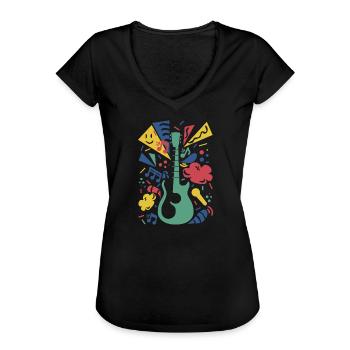 Bunte Gitarren-Symphonie - Frauen Vintage T-Shirt - Schwarz - Vorne - Danielle (179cm)