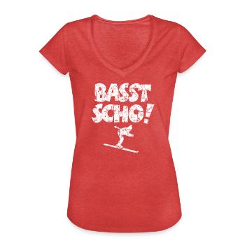 Basst Scho! Après-Ski Wintersport Skifahrer - Frauen Vintage T-Shirt - Rot meliert - Vorne - Danielle (179cm)