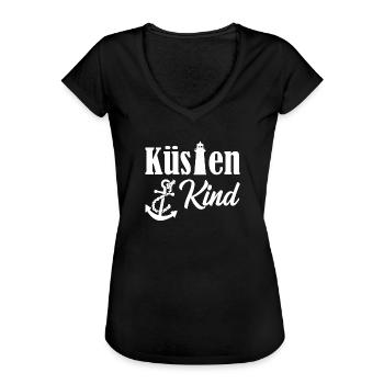 Küstenkind Anker Leuchtturm Meer Maritim Geschenk - Frauen Vintage T-Shirt - Schwarz - Vorne