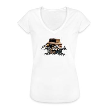 Buch Bücher Glück Lesen Leser Spruch - Frauen Vintage T-Shirt - Schwarz - Vorne - Danielle (179cm)