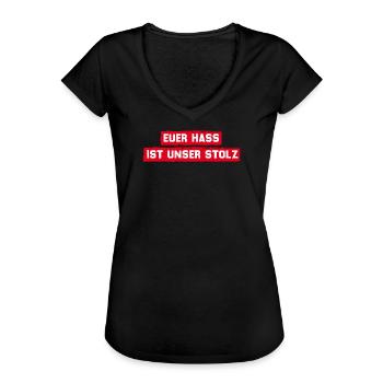 München - Euer Hass ist unser Stolz - Frauen Vintage T-Shirt - Schwarz - Vorne - Danielle (179cm)