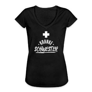 Krankenschwester Lustig Spruch Pflegerin Betreuer - Frauen Vintage T-Shirt - Schwarz - Vorne - Danielle (179cm)