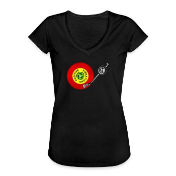 Vibrazioni Positive Rosso Oro Oro Verde Vinile Record - Maglietta vintage donna - nero - Fronte - Danielle (179cm)