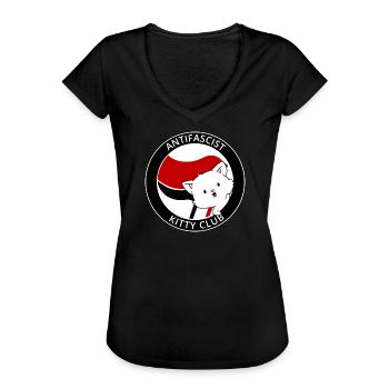 Antifaschistischer Kitty Club Antifa Kawaii Katze - Frauen Vintage T-Shirt - Schwarz - Vorne - Danielle (179cm)