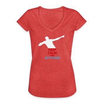 Silhouette calme et attitude - T-shirt vintage Femme - rouge chiné - Devant - Danielle (179cm)